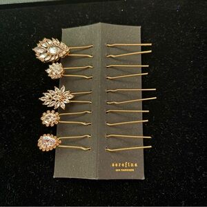 Anthropologie Serafina Gold Crystal Hair Pin Collection
